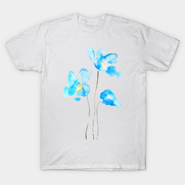 3 abstract blue Himalayan poppies T-Shirt by colorandcolor